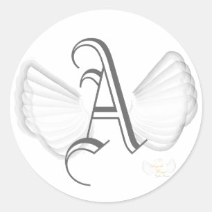 Gevleugelde Monogram Sticker-aanpassen Ronde Sticker