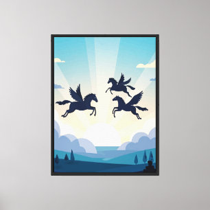 Gevleugelde paarden canvas afdruk