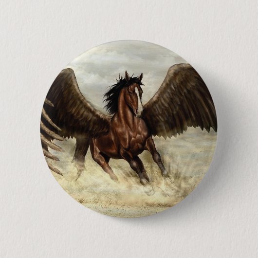 Gevleugelde Pegasus Ronde Button 5,7 Cm (Voorkant)