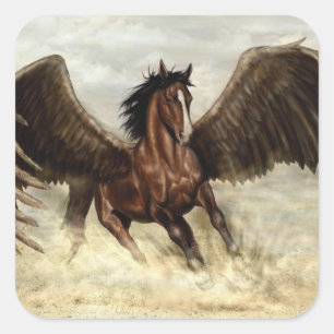 Gevleugelde Pegasus   Vierkante Sticker