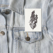 Gevleugelde Rider, inkt tekening, Badge Button (Insitu)