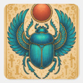 Gevleugelde Scarab Kever Egyptisch Sticker Blad (Voorkant)