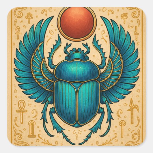Gevleugelde Scarab Kever Egyptisch Sticker Blad (Voorkant)