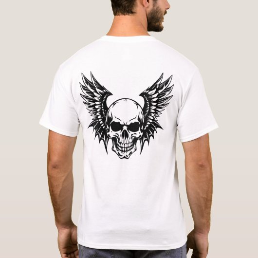 Gevleugelde schedel hoge kwaliteit gotische illust t-shirt (Achterkant)