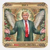 Gevleugelde Trump MAGA Prachtige Kerst Luxe Vierkante Sticker (Voorkant)