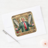 Gevleugelde Trump MAGA Prachtige Kerst Luxe Vierkante Sticker (Envelop)