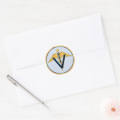 Gevleugelde veterinaire Caduceus Ronde Sticker (Envelop)