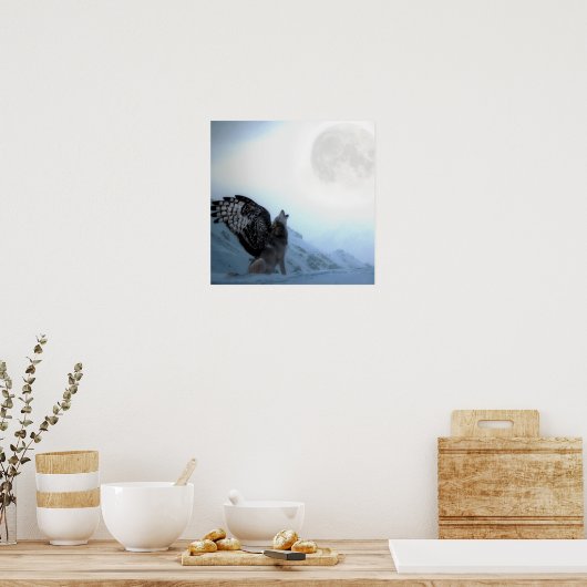 gevleugelde wolf poster (Keuken)
