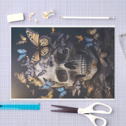 Gevleugelde zielen, vlinders & Gotische schedel Tissuepapier (Craft)