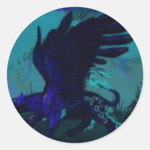 Gevleugelde zwarte panter ronde sticker