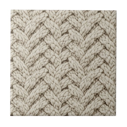 Gevlochten Brei Structuur – Warm Beige (2) Tegeltje (Voorkant)