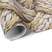 Gevlochten Brei Structuur – Warm Beige (3) Cadeaupapier (Rol Hoek)