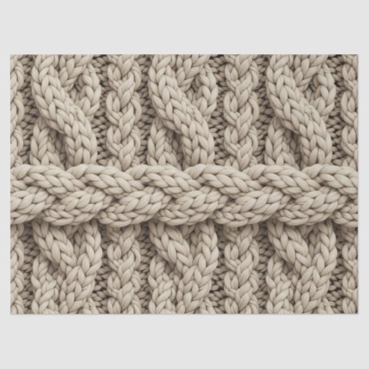 Gevlochten Brei Structuur – Warm Beige (4) Tissuepapier (Voorkant)