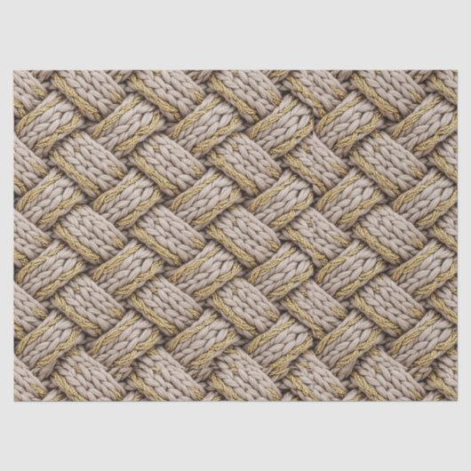 Gevlochten Brei Textuur – Warm Beige (3) Tissuepapier (Voorkant)