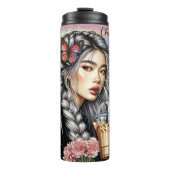 Gevlochten Butterfly Floral Coffee Serenity Thermosbeker (Voorkant)