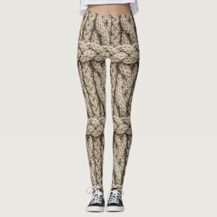 Gevlochten Gebreide Structuur – Warm Beige (4) Leggings
