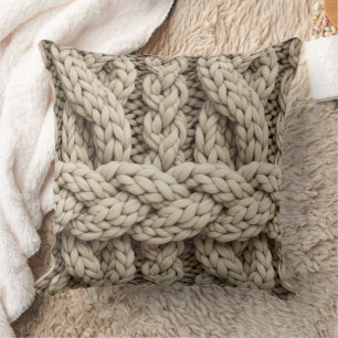 Gevlochten Gebreide Textuur – Warm Beige (4) Kussen