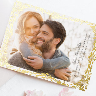 Gevlochten Gouden Blad Frame Foto Huwelijk Bewaar  Folie Uitnodiging