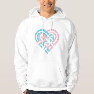 Gevlochten Hart Trans Transgender Pride Vlag Roze Hoodie