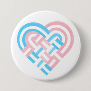 Gevlochten Hart Trans Transgender Pride Vlag Roze Ronde Button 7,6 Cm