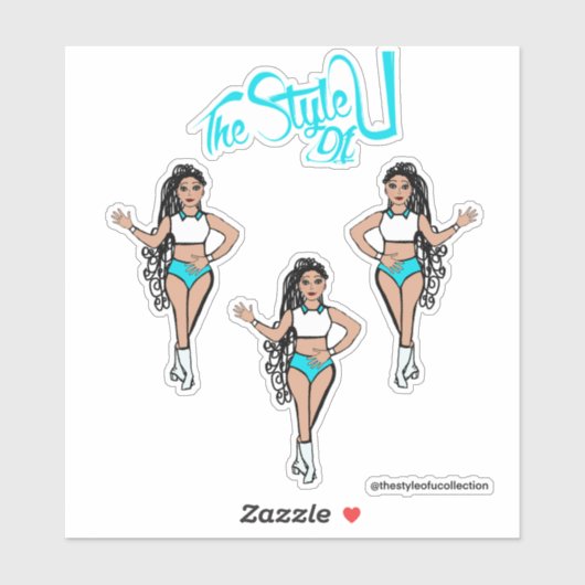 Gevlochten Majorette / Dancer Stickers Aqua (Vel)