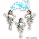 Gevlochten Majorette / Dancer Stickers Aqua (Voorkant)