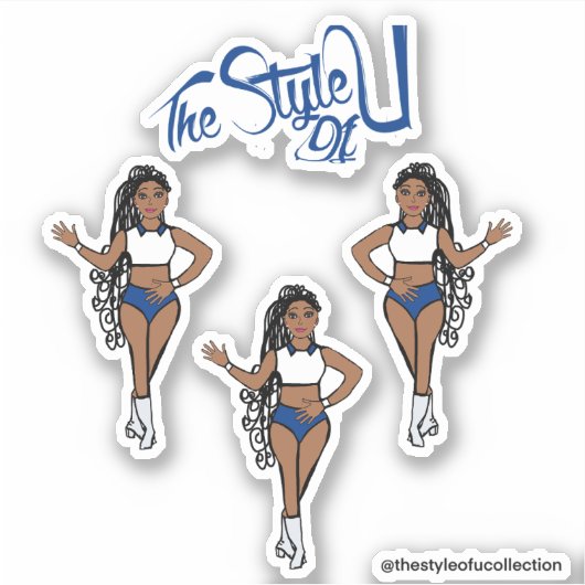Gevlochten Majorette / Dancer Stickers Blauw (Voorkant)