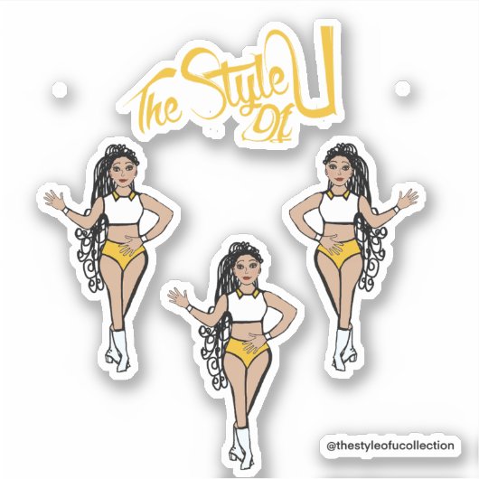 Gevlochten Majorette / Dancer Stickers Geel (Voorkant)