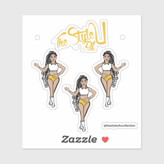Gevlochten Majorette / Dancer Stickers Geel (Vel)