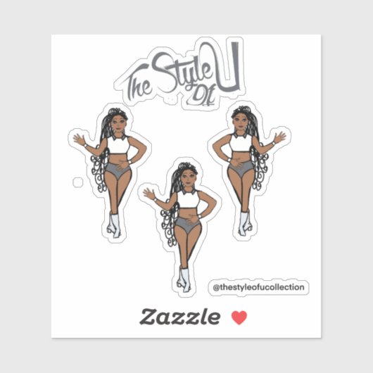 Gevlochten Majorette / Dancer Stickers Grijs (Vel)