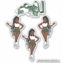 Gevlochten Majorette / Dancer Stickers Groen