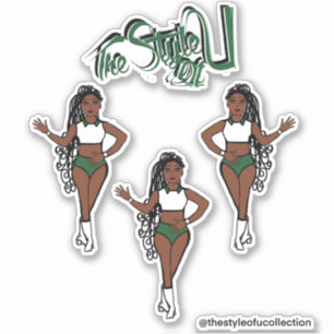 Gevlochten Majorette / Dancer Stickers Groen