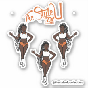 Gevlochten Majorette / Dancer Stickers Sinaasappel