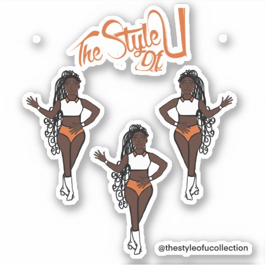 Gevlochten Majorette / Dancer Stickers Sinaasappel (Voorkant)