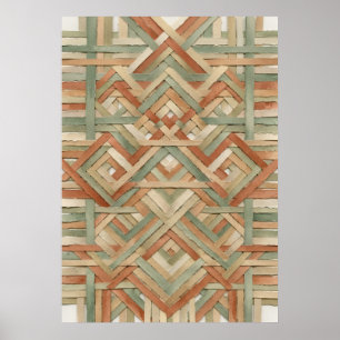 Gevlochten Mand Vlechtwerk Geometrisch Patroon Kun Poster