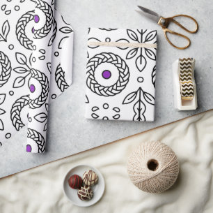 Gevlochten mandala en blad motief inpakpapier