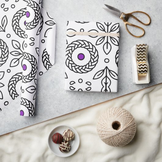 Gevlochten mandala en blad motief inpakpapier (Crafts)