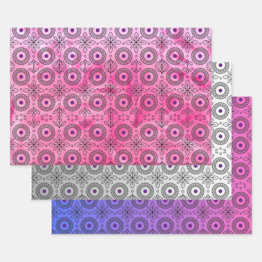 Gevlochten Mandala en bladmotief ontwerp" Inpakpapier Vel (Set)