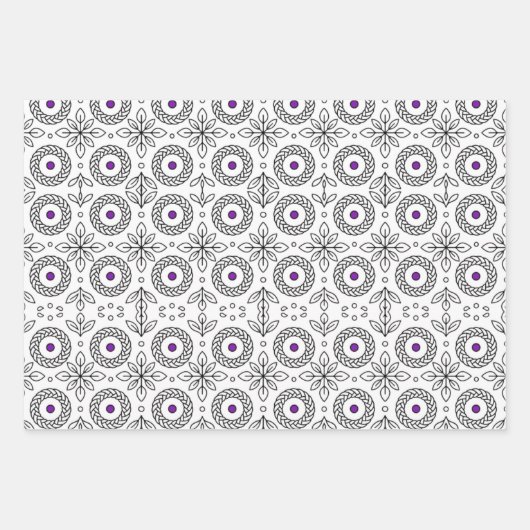 Gevlochten Mandala en Leaf Motief Ontwerp Inpakpapier Vel (Voorkant 3)