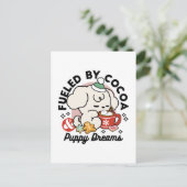 Gevoed door cacao en puppydromen - Schattigee wint Briefkaart (Staand voorkant)
