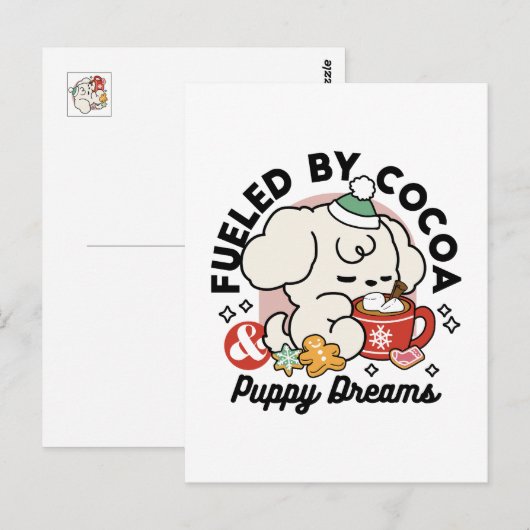 Gevoed door cacao en puppydromen - Schattigee wint Briefkaart (Voorkant / Achterkant)
