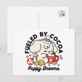 Gevoed door cacao en puppydromen - Schattigee wint Feestdagenkaart (Voorkant / Achterkant)