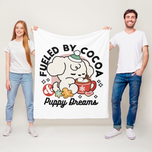 Gevoed door cacao en puppydromen - Schattigee wint Fleece Deken (In situ)