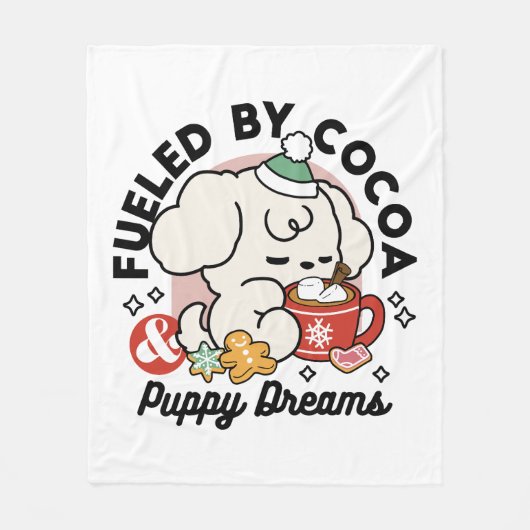 Gevoed door cacao en puppydromen - Schattigee wint Fleece Deken (Voorkant)