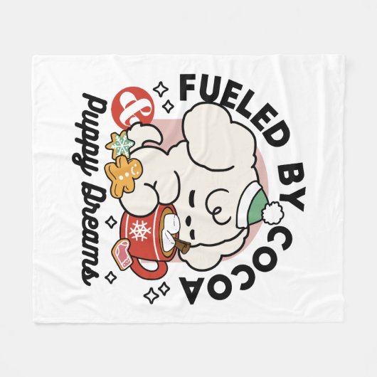 Gevoed door cacao en puppydromen - Schattigee wint Fleece Deken (Voorkant (Horizontaal))