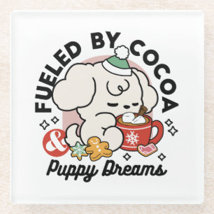 Gevoed door cacao en puppydromen - Schattigee wint Glazen Onderzetter