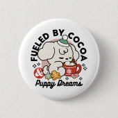 Gevoed door cacao en puppydromen - Schattigee wint Ronde Button 5,7 Cm (Voorkant)