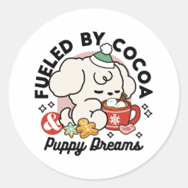 Gevoed door cacao en puppydromen - Schattigee wint Ronde Sticker