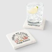 Gevoed door cacao en puppydromen - Schattigee wint Stenen Onderzetter (Zijkant)