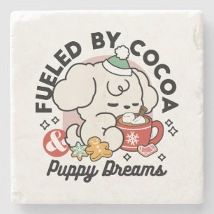 Gevoed door cacao en puppydromen - Schattigee wint Stenen Onderzetter